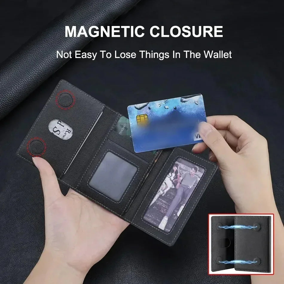 Men Magsafe Card Holder Unisex PU Leather Magnetic Cardholder Card Bag Wallet for Apple for Phone 16 15 14 13 12 Pro Max Mini
