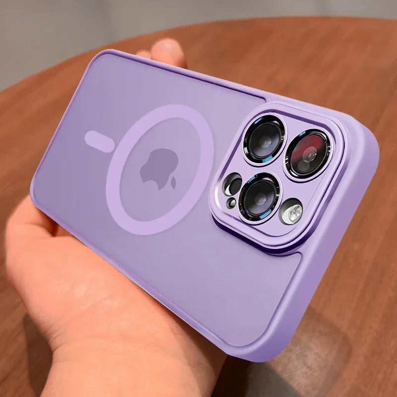 Magnetic Luxury Matte Translucent Armor Shockproof Case for Iphone 16 15 14 13 12 17 Pro Max for Magsafe Wireless Charge Cover