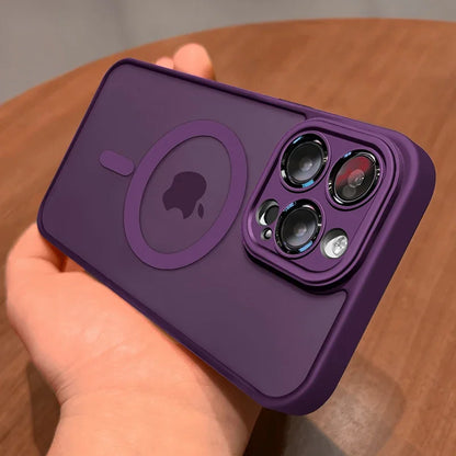 Magnetic Luxury Matte Translucent Armor Shockproof Case for Iphone 16 15 14 13 12 17 Pro Max for Magsafe Wireless Charge Cover