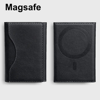 Men Magsafe Card Holder Unisex PU Leather Magnetic Cardholder Card Bag Wallet for Apple for Phone 16 15 14 13 12 Pro Max Mini