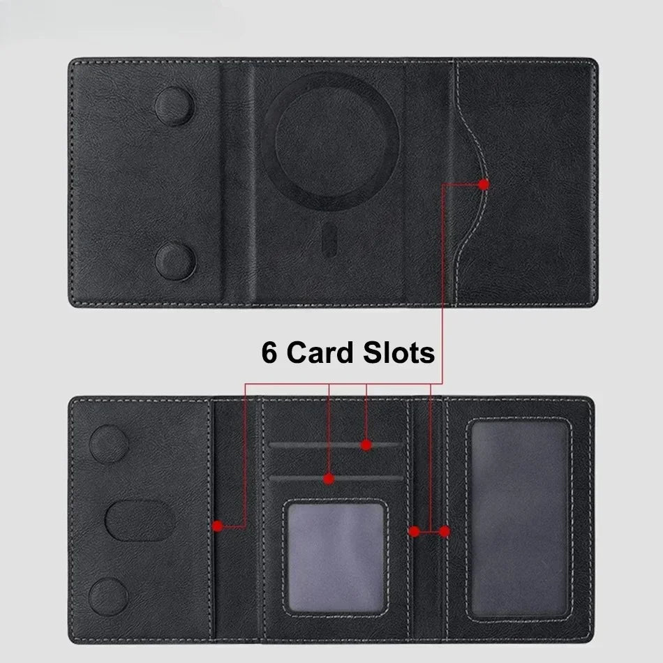 Men Magsafe Card Holder Unisex PU Leather Magnetic Cardholder Card Bag Wallet for Apple for Phone 16 15 14 13 12 Pro Max Mini