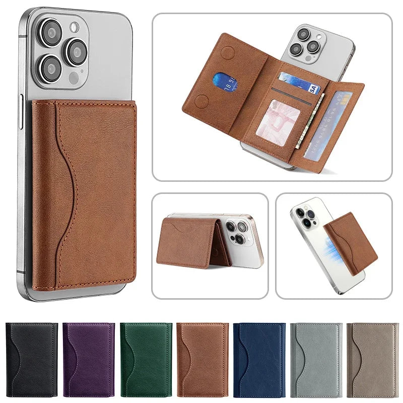 Men Magsafe Card Holder Unisex PU Leather Magnetic Cardholder Card Bag Wallet for Apple for Phone 16 15 14 13 12 Pro Max Mini