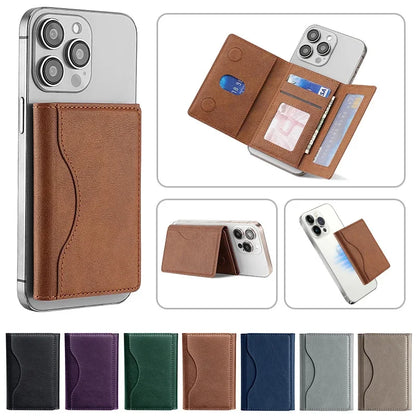 Men Magsafe Card Holder Unisex PU Leather Magnetic Cardholder Card Bag Wallet for Apple for Phone 16 15 14 13 12 Pro Max Mini